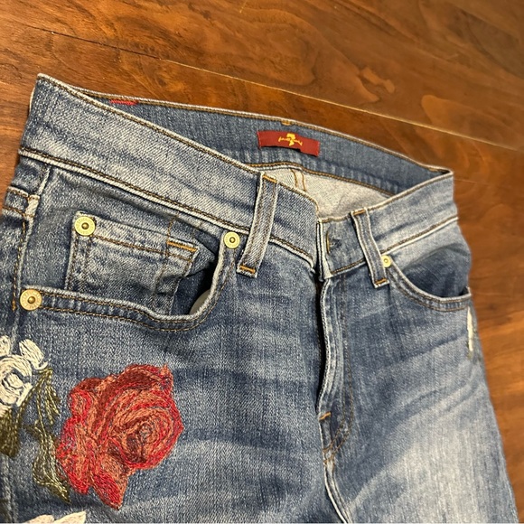 7 for all mankind floral embroidered skinny jeans size 26 - Picture 11 of 16